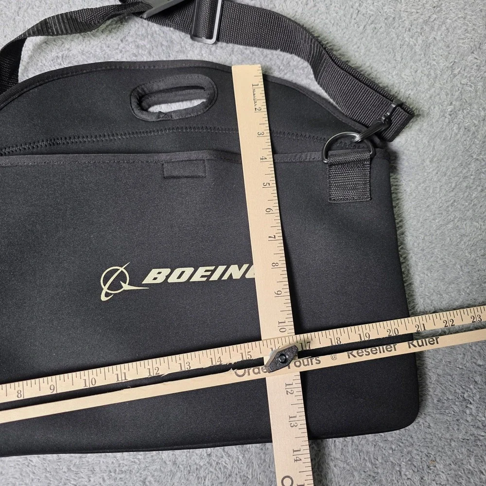 Boeing Lunch or Laptop Messenger Bag Black Neoprene Logo Adjustable Strap